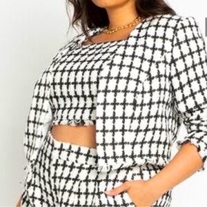 Eloquii white and black tweed cropped jacket sz 26 NWT